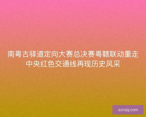 南粤古驿道定向大赛总决赛粤赣联动重走中央红色交通线再现历史风采