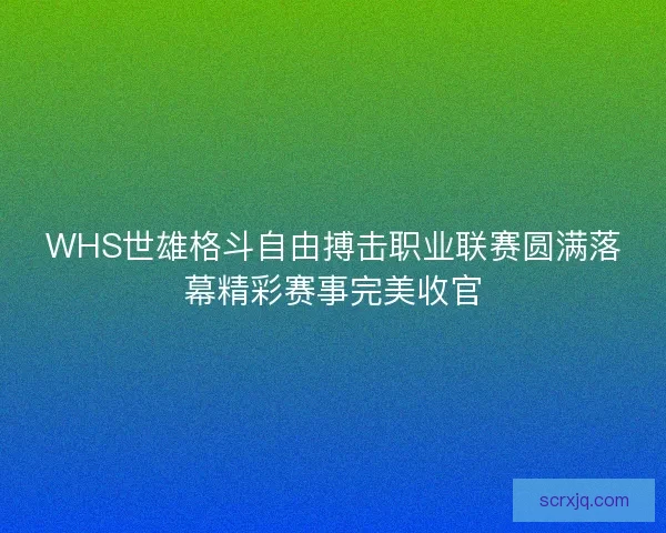 WHS世雄格斗自由搏击职业联赛圆满落幕精彩赛事完美收官